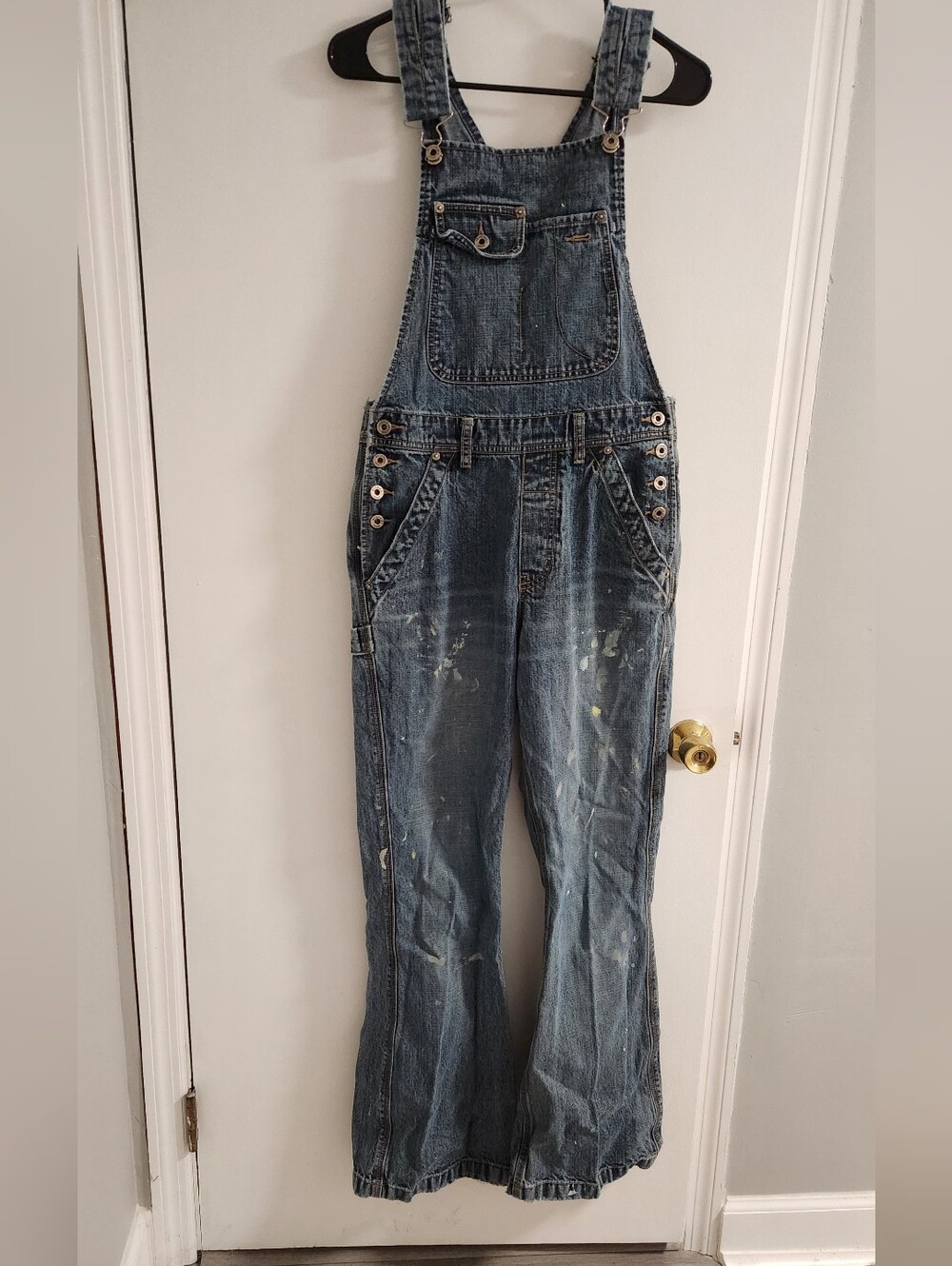 Silver Jeans Classic Denim Women’s Overalls With Paint Splatter ,size 9